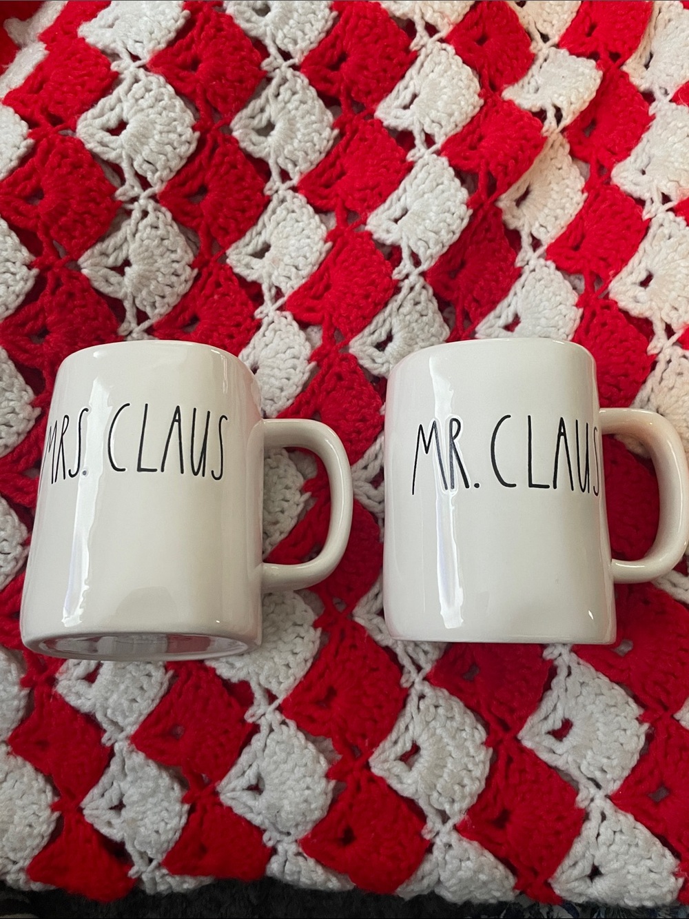 Rae Dunn Mr. Claus & Mrs. Claus Ceramic Mug Set -  Christmas Theme